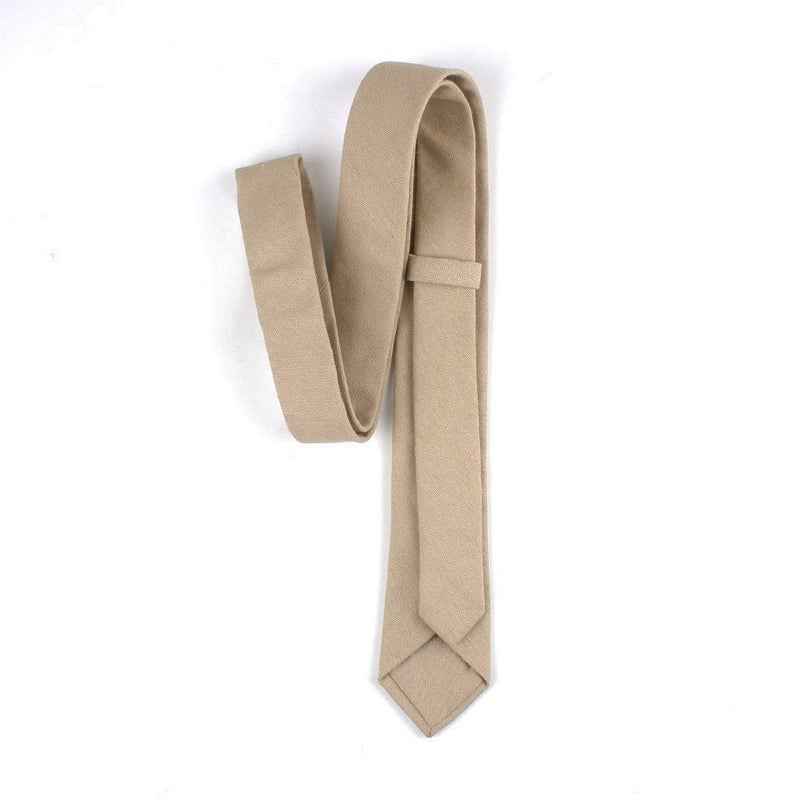 Elfeves Men's Summer Cotton Tie in Beige Trendy Stylish Wedding Necktie for Bridal Party - Image 5